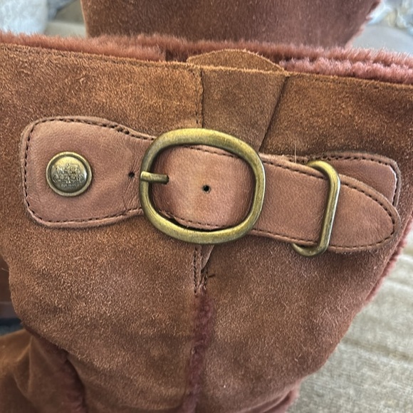 Coach Mid Winter Suede Sheepskin Pull On Brown Boots Size 10 - Picture 10 of 15
